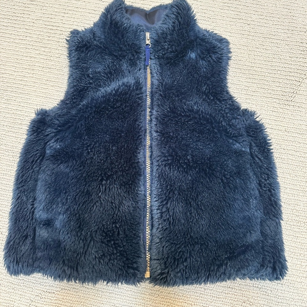 Crew cuts faux fur navy vest